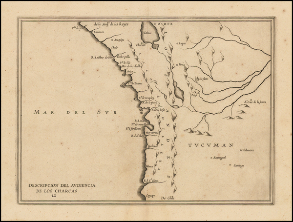 88-Chile and Peru & Ecuador Map By Antonio de Herrera y Tordesillas