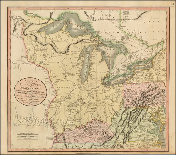 73-Mid-Atlantic, Midwest and Canada Map By John Cary