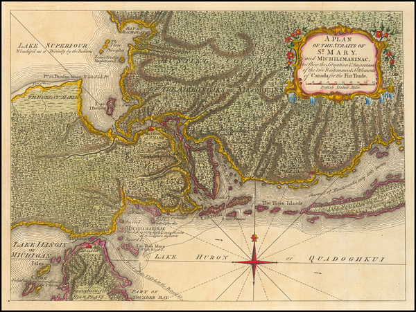 15-Michigan and Canada Map By London Magazine