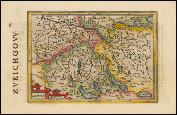52-Switzerland Map By Henricus Hondius - Gerhard Mercator