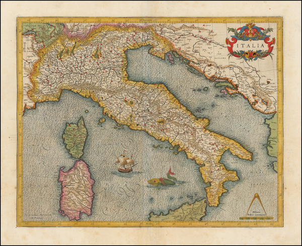 24-Italy Map By  Gerard Mercator