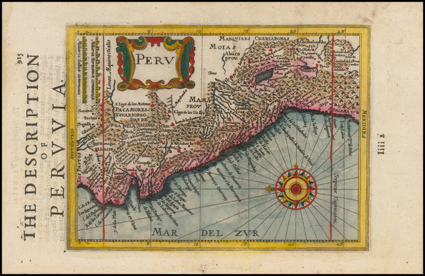 64-South America and Peru & Ecuador Map By Jodocus Hondius