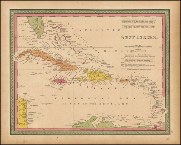 89-Southeast and Caribbean Map By Samuel Augustus Mitchell