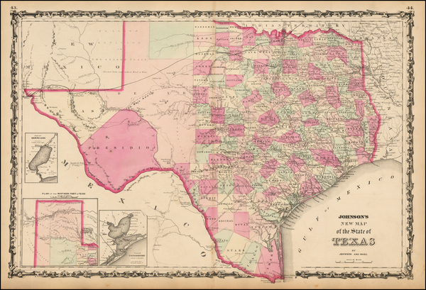 29-Texas Map By Benjamin P Ward  &  Alvin Jewett Johnson