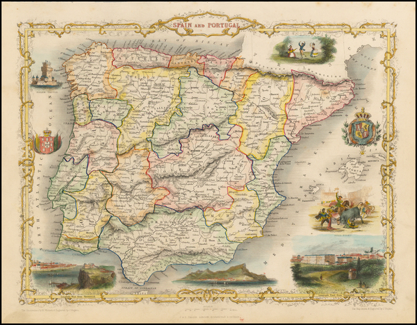 6-Spain and Portugal Map By John Tallis