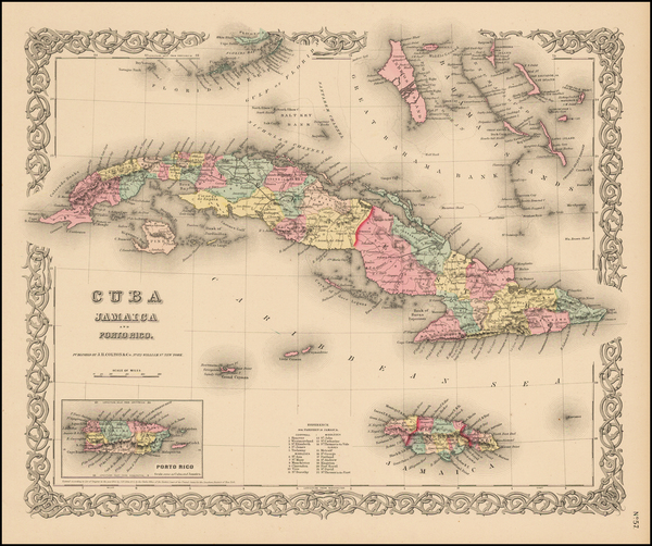 62-Caribbean and Cuba Map By Joseph Hutchins Colton