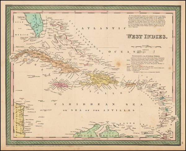 88-Caribbean Map By Thomas, Cowperthwait & Co.