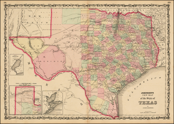 22-Texas Map By Alvin Jewett Johnson  &  Ross C. Browning