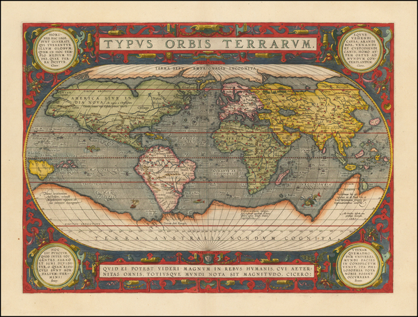 52-World and World Map By Abraham Ortelius