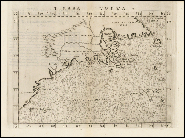 54-New England, Southeast and Canada Map By Girolamo Ruscelli