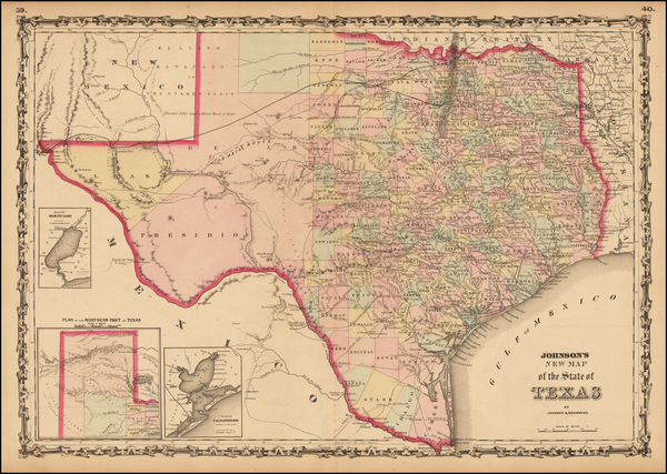 72-Texas Map By Alvin Jewett Johnson  &  Ross C. Browning