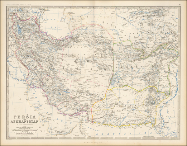 96-Central Asia & Caucasus and Middle East Map By W. & A.K. Johnston