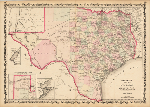 7-Texas Map By Alvin Jewett Johnson  &  Ross C. Browning