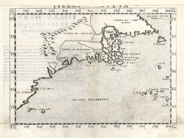 35-New England, Southeast and Canada Map By Girolamo Ruscelli