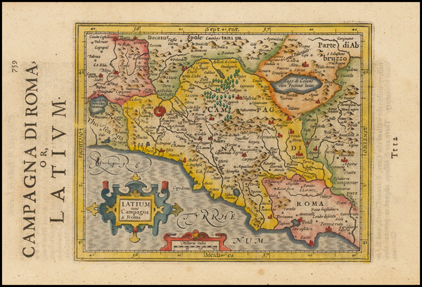 75-Italy Map By Henricus Hondius - Gerhard Mercator
