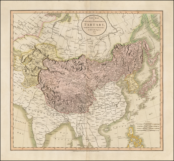 87-China, Korea, Central Asia & Caucasus and Russia in Asia Map By John Cary