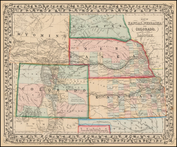 90-Plains, Southwest and Rocky Mountains Map By Samuel Augustus Mitchell Jr.