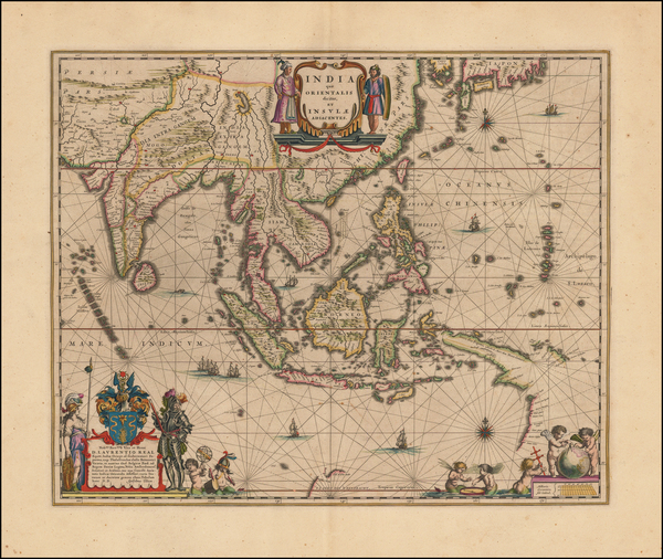 12-China, India, Southeast Asia and Philippines Map By Willem Janszoon Blaeu