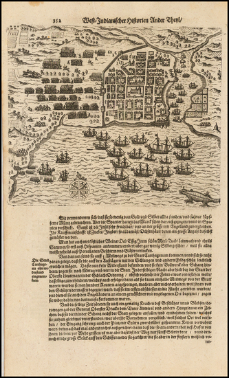 80-Caribbean Map By Theodor De Bry / Matthaeus Merian