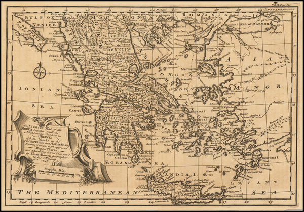 12-Balearic Islands and Greece Map By Emanuel Bowen