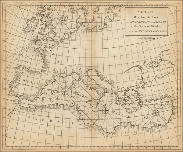 98-Europe, Europe and Mediterranean Map By John Senex / Edmond Halley / Nathaniel Cutler