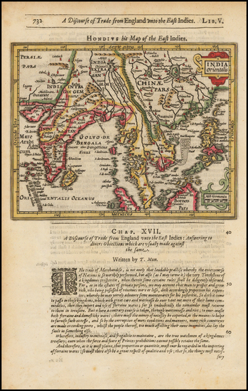 58-India, Southeast Asia and Central Asia & Caucasus Map By Jodocus Hondius / Samuel Purchas