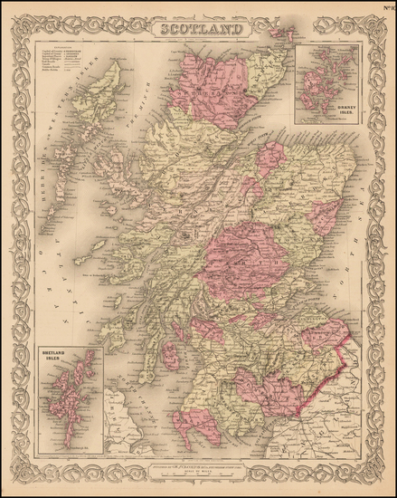 81-Scotland Map By Joseph Hutchins Colton