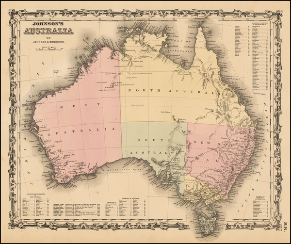 63-Australia Map By Alvin Jewett Johnson  &  Ross C. Browning