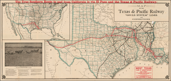 90-Texas, Plains and Southwest Map By Woodward & Tiernan Printing Company