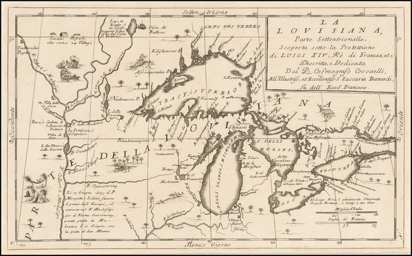 84-Midwest, Michigan, Minnesota, Wisconsin and Canada Map By Vincenzo Maria Coronelli