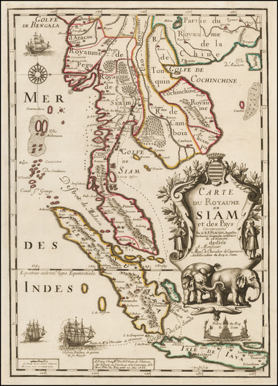 19-Southeast Asia Map By Pierre Du Val / Augustin  Dechaussé