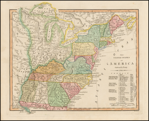 41-United States and Southeast Map By Hamilton, Adams & Co.