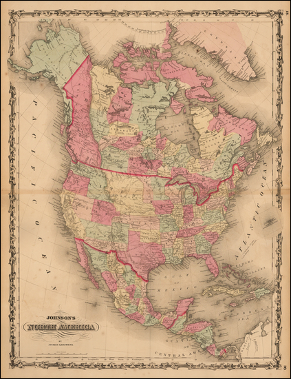 56-North America Map By Alvin Jewett Johnson  &  Ross C. Browning