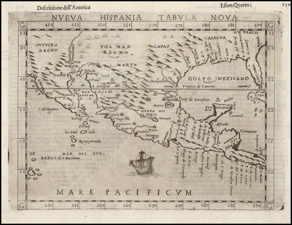 2-South, Texas, Southwest, Rocky Mountains, Mexico and Baja California Map By Girolamo Ruscelli