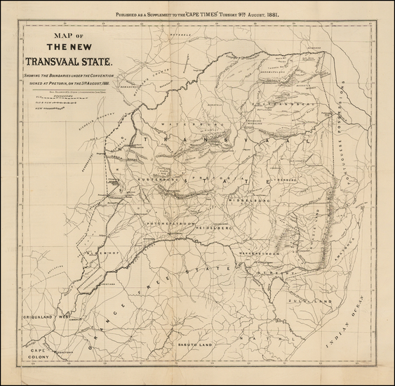 52-South Africa Map By Saul Solomon & Co. Steam Lithographers