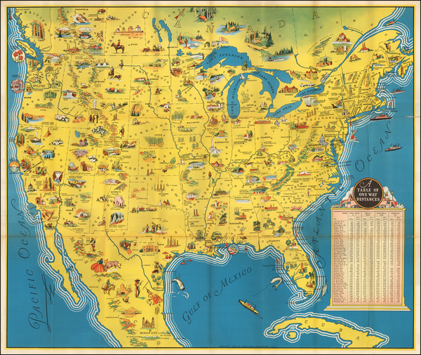 54-United States Map By Poole Brothers