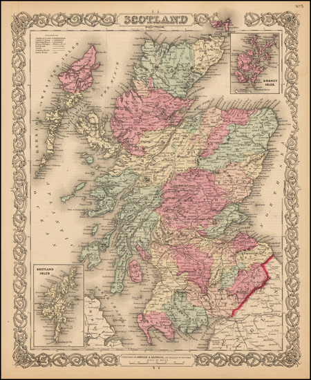 44-Scotland Map By Joseph Hutchins Colton