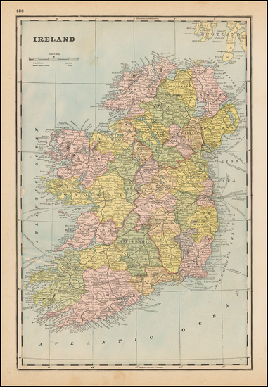 90-Ireland Map By George F. Cram