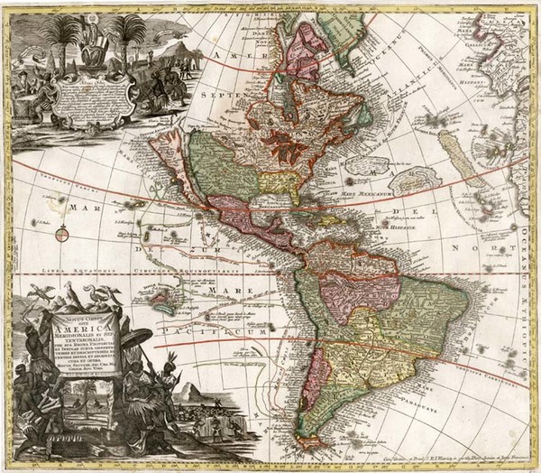 95-World, Western Hemisphere, South America and America Map By Matthaus Seutter