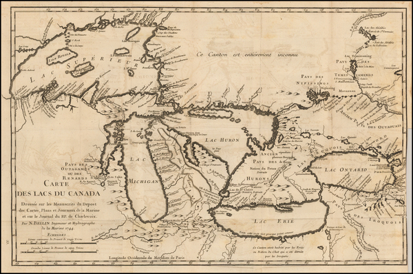 44-Midwest and Canada Map By Jacques Nicolas Bellin