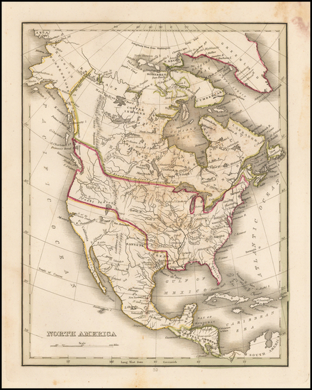 59-Texas and North America Map By Thomas Gamaliel Bradford