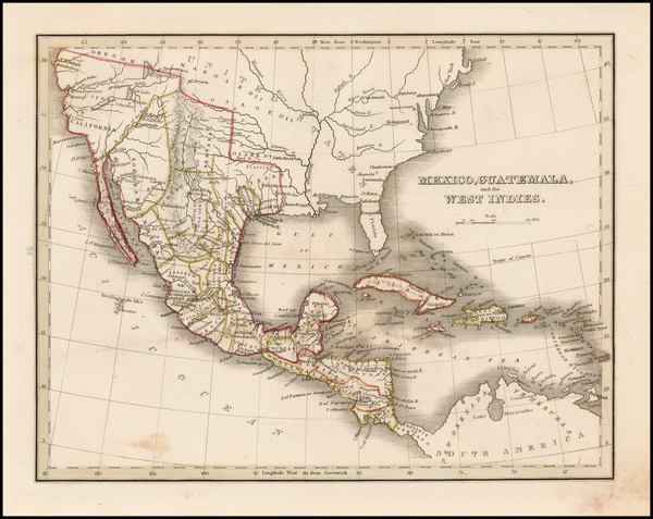 53-Texas, Southwest, Mexico and California Map By Thomas Gamaliel Bradford