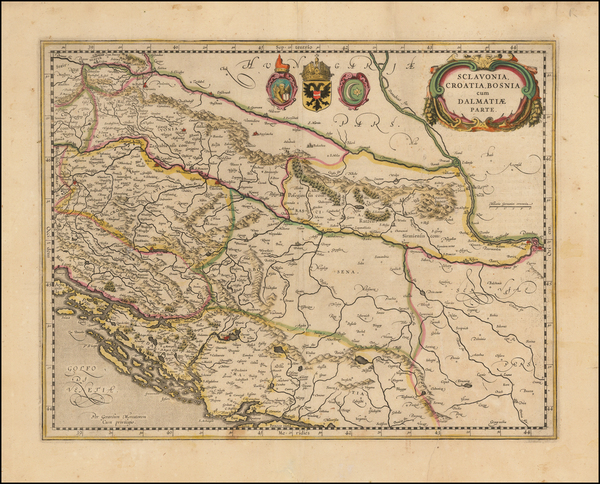 55-Balkans, Croatia & Slovenia and Serbia & Montenegro Map By Jodocus Hondius