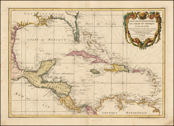 46-South, Mexico, Caribbean and Central America Map By Giovanni Antonio Rizzi-Zannoni