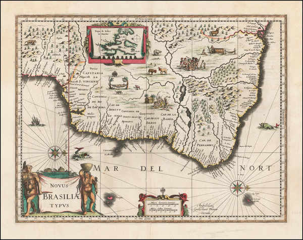 17-Brazil Map By Willem Janszoon Blaeu