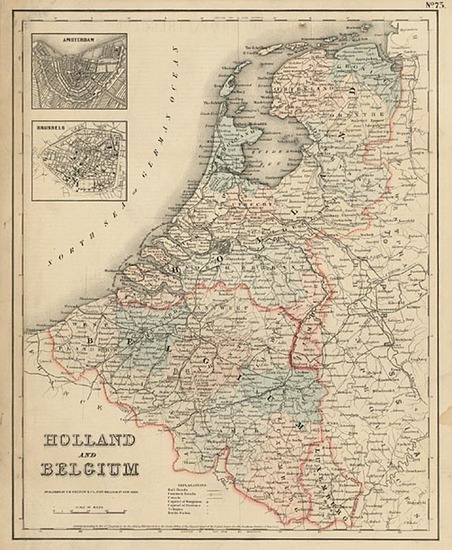 92-Europe and Netherlands Map By Joseph Hutchins Colton