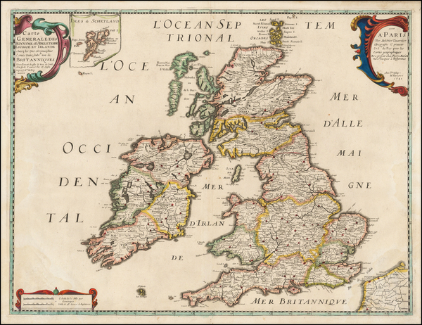 58-British Isles Map By Melchior Tavernier / Nicolas Sanson