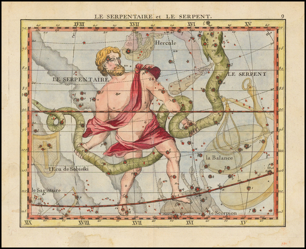 55-Celestial Maps Map By John Flamsteed / Jean Nicolas Fortin