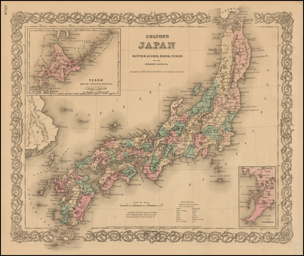 66-Japan Map By Joseph Hutchins Colton