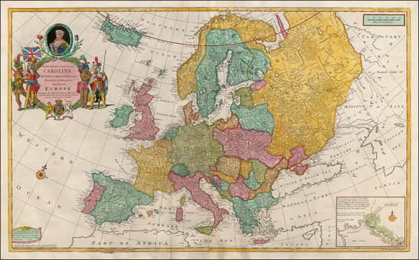 36-Europe and Europe Map By Herman Moll